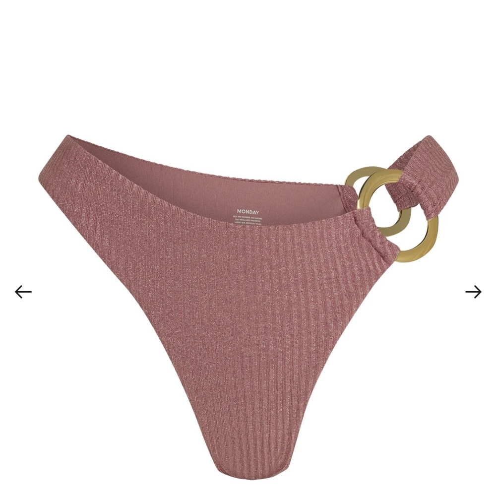 Monday Swimwear Ribbed Mauve Bikini Bottom